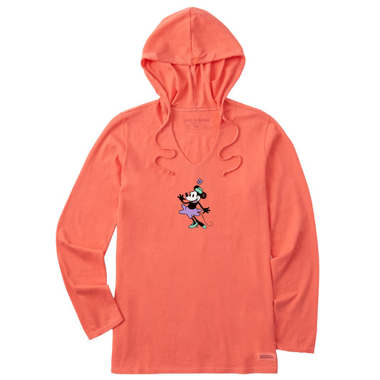 Women's Steamboat Willie Miss Mouse Long Sleeve Crusher-LITE Hooded Tee