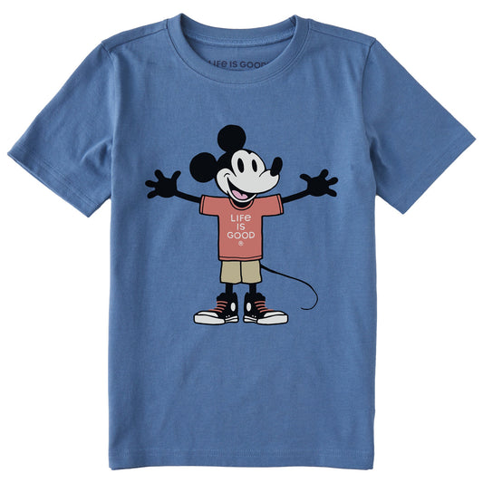 Kids Steamboat Willie Open Arms Short Sleeve Crusher Tee