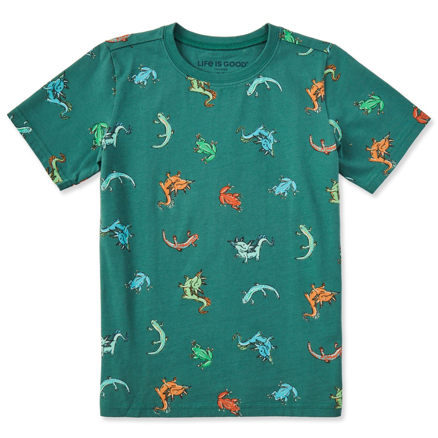 Toddler Axolotl and Amphibians Pattern Short Sleeve Crusher Tee