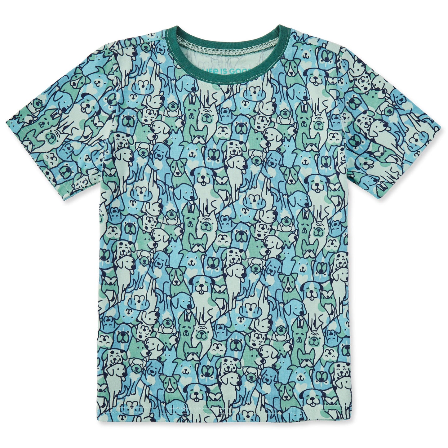 Toddler Heart of Dogs Pattern Short Sleeve Crusher Tee