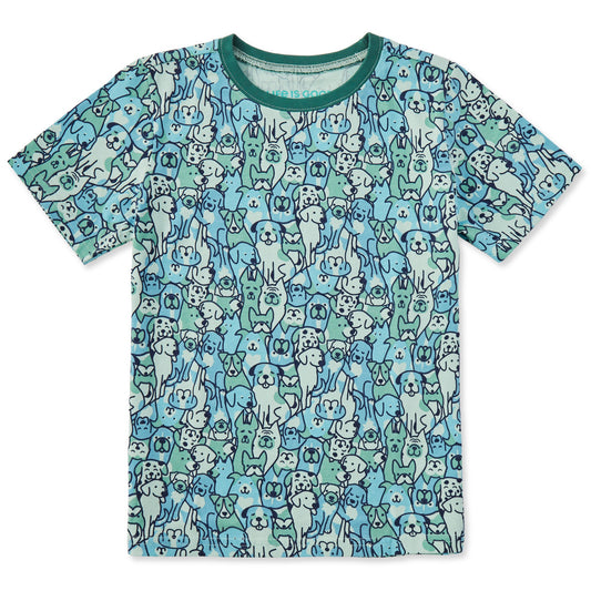 Toddler Heart of Dogs Pattern Short Sleeve Crusher Tee