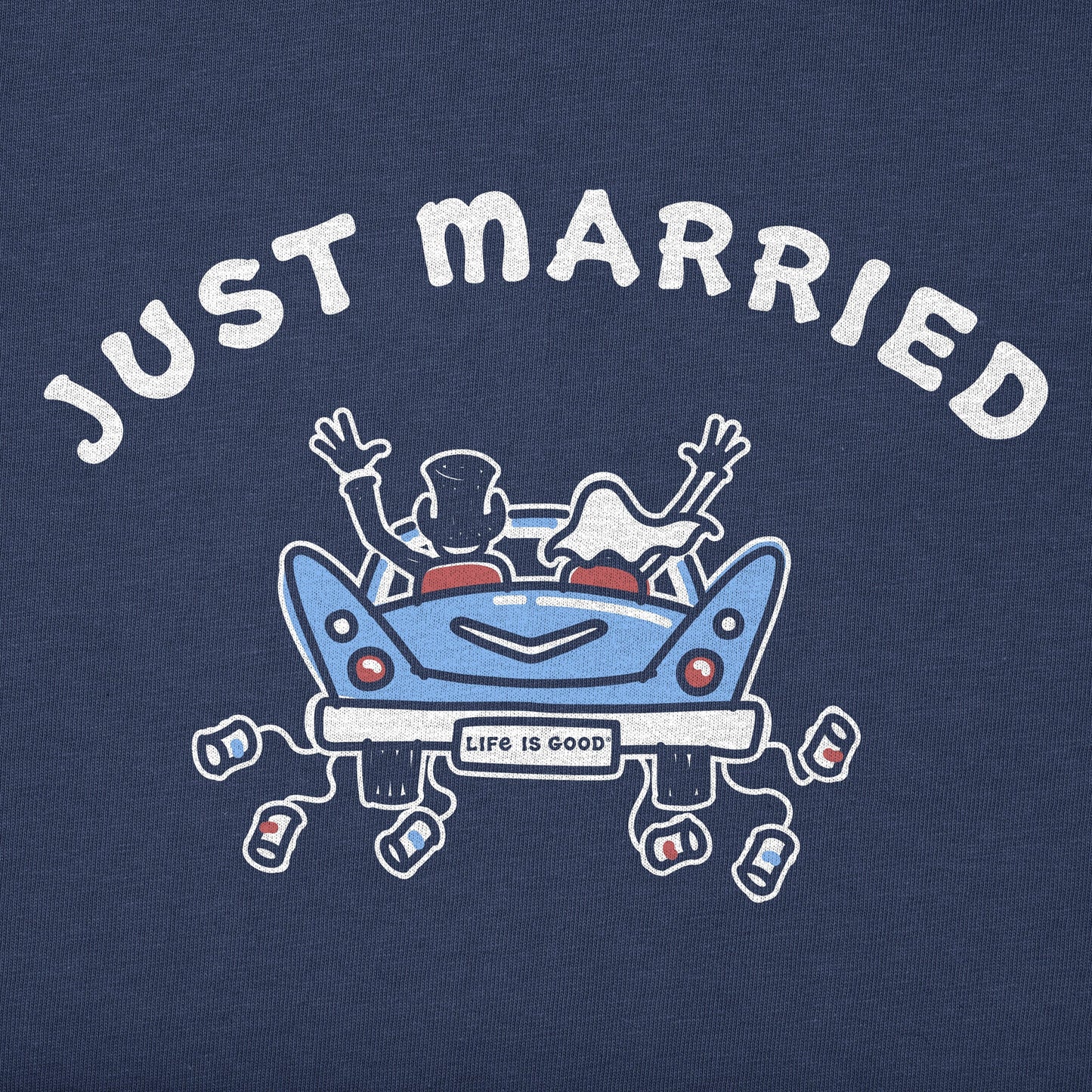 Men's Just Married Antique Car Short Sleeve Crusher Tee