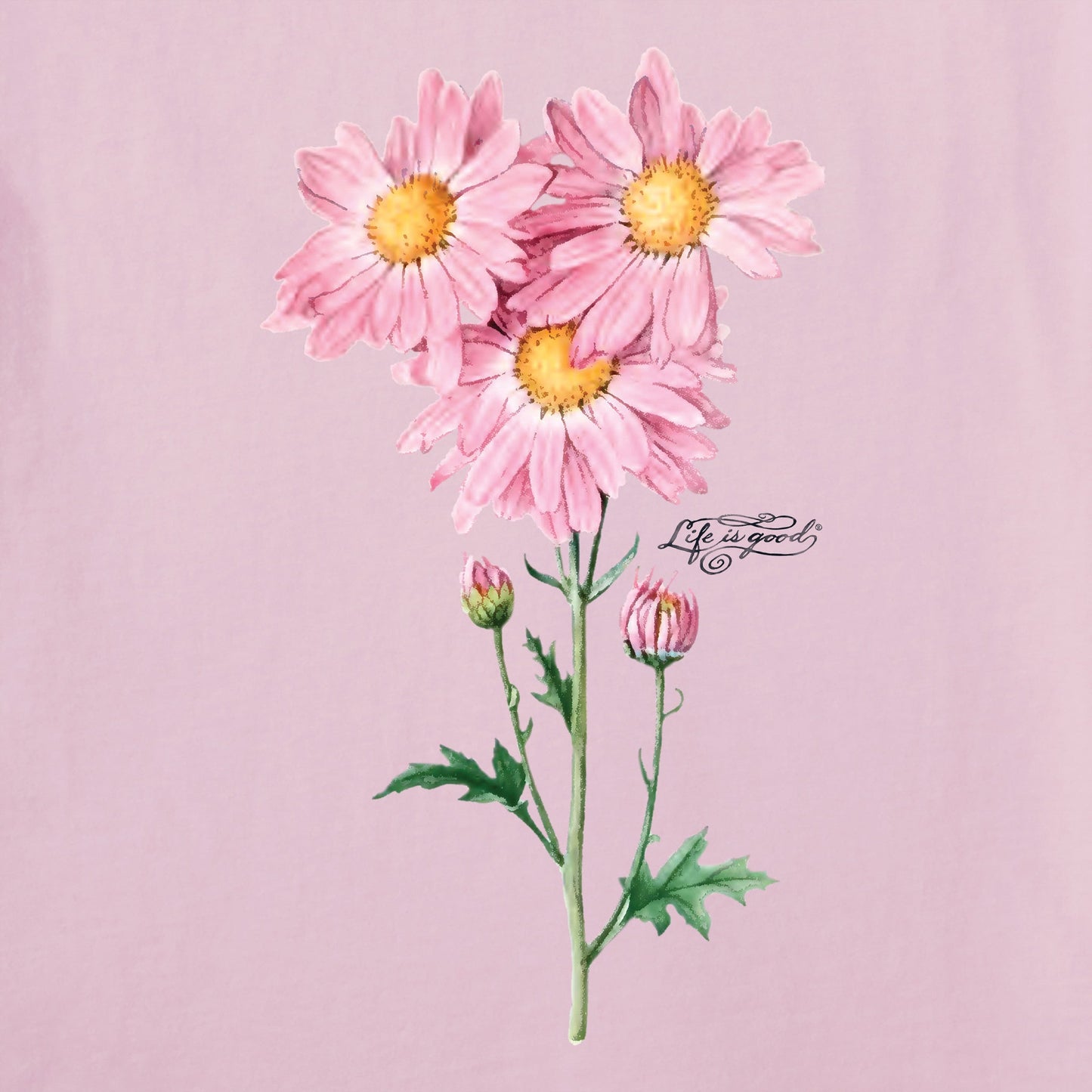 Women's Antique Pink Flowers Short Sleeve Tee