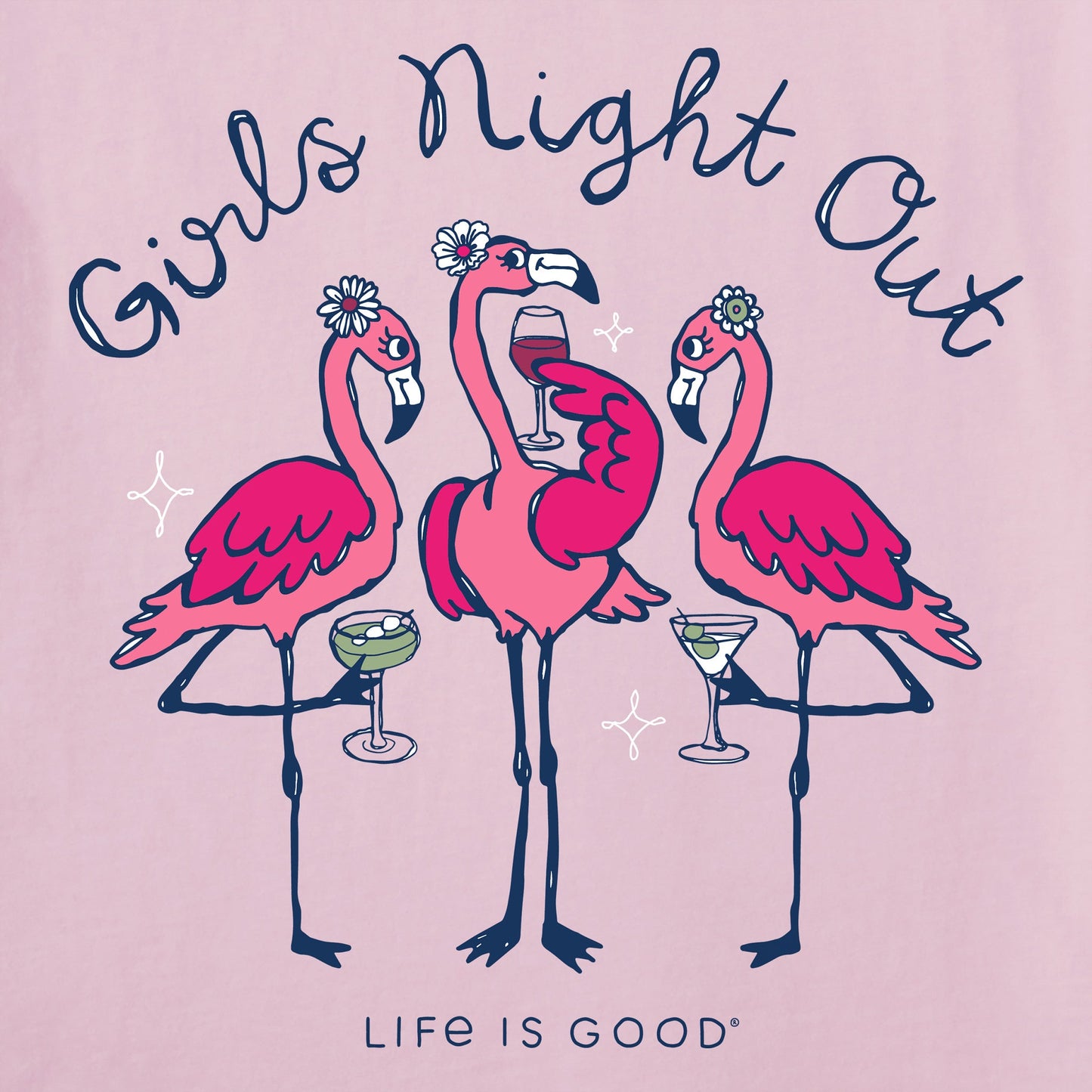 Women's Girls Night Out Flamingo Short Sleeve Tee