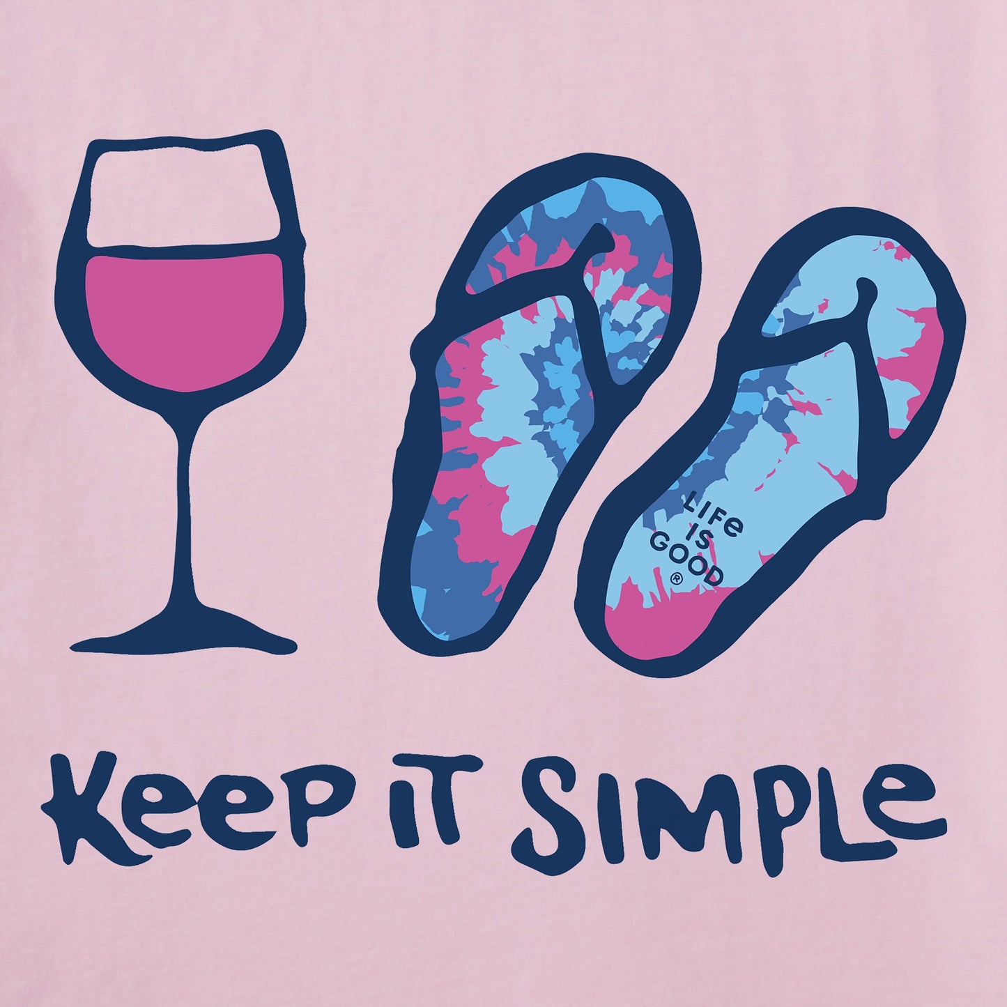 Women's Tie Dye Wine and Flip Flops Short Sleeve Vee