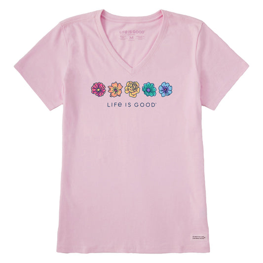 Women's Simple Rainbow Flowers Short Sleeve Vee