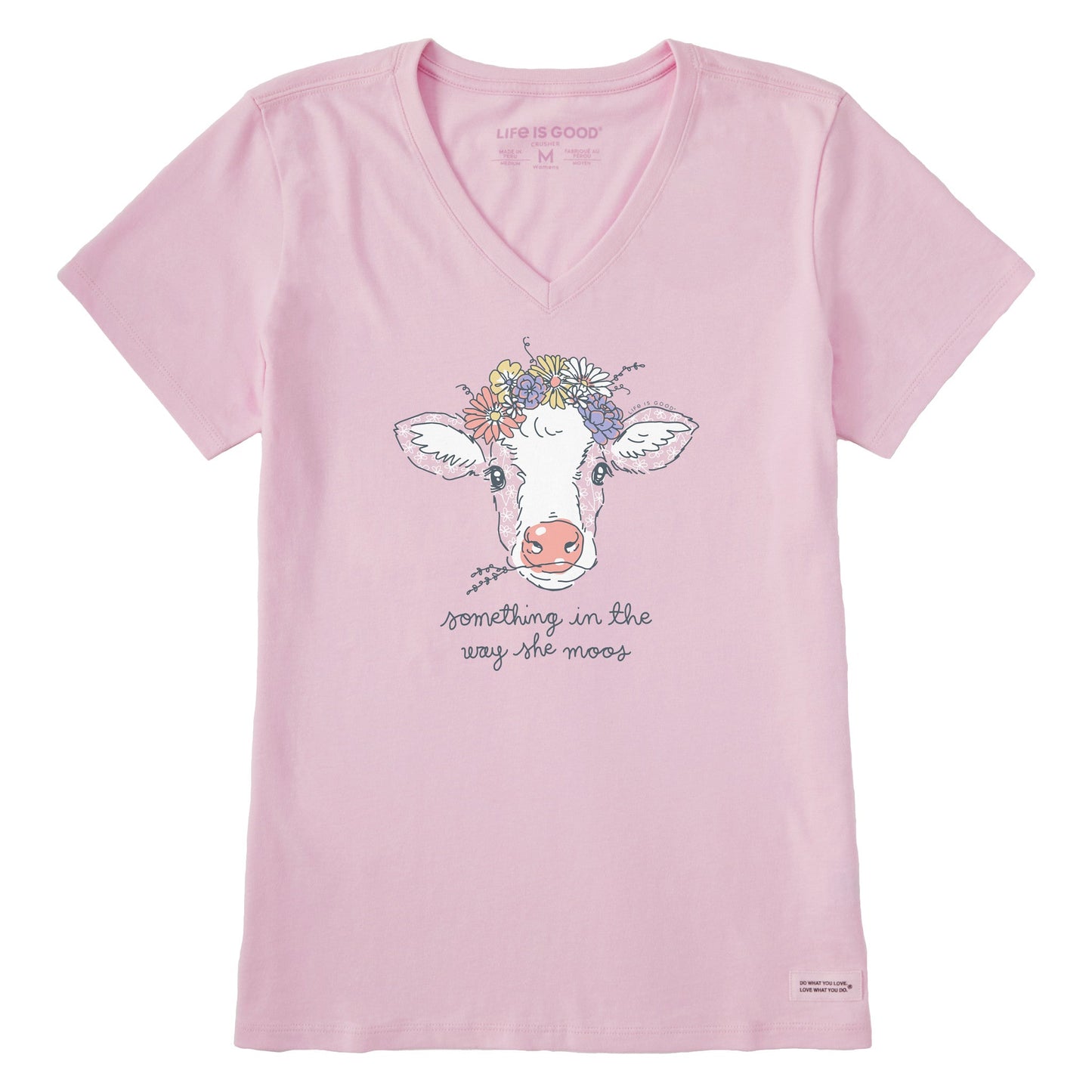 Women's Calf Flower Crown Short Sleeve Crusher Vee