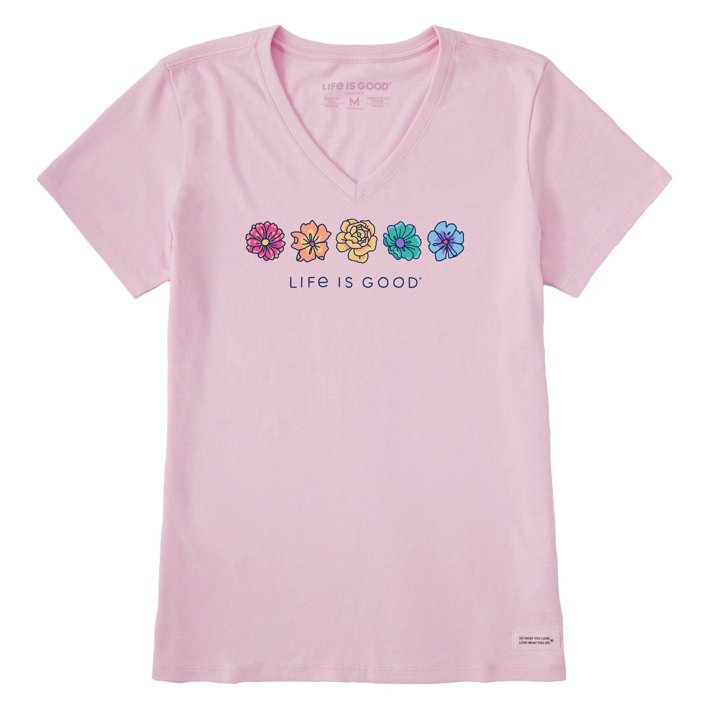 Women's Simple Rainbow Flowers Short Sleeve Vee