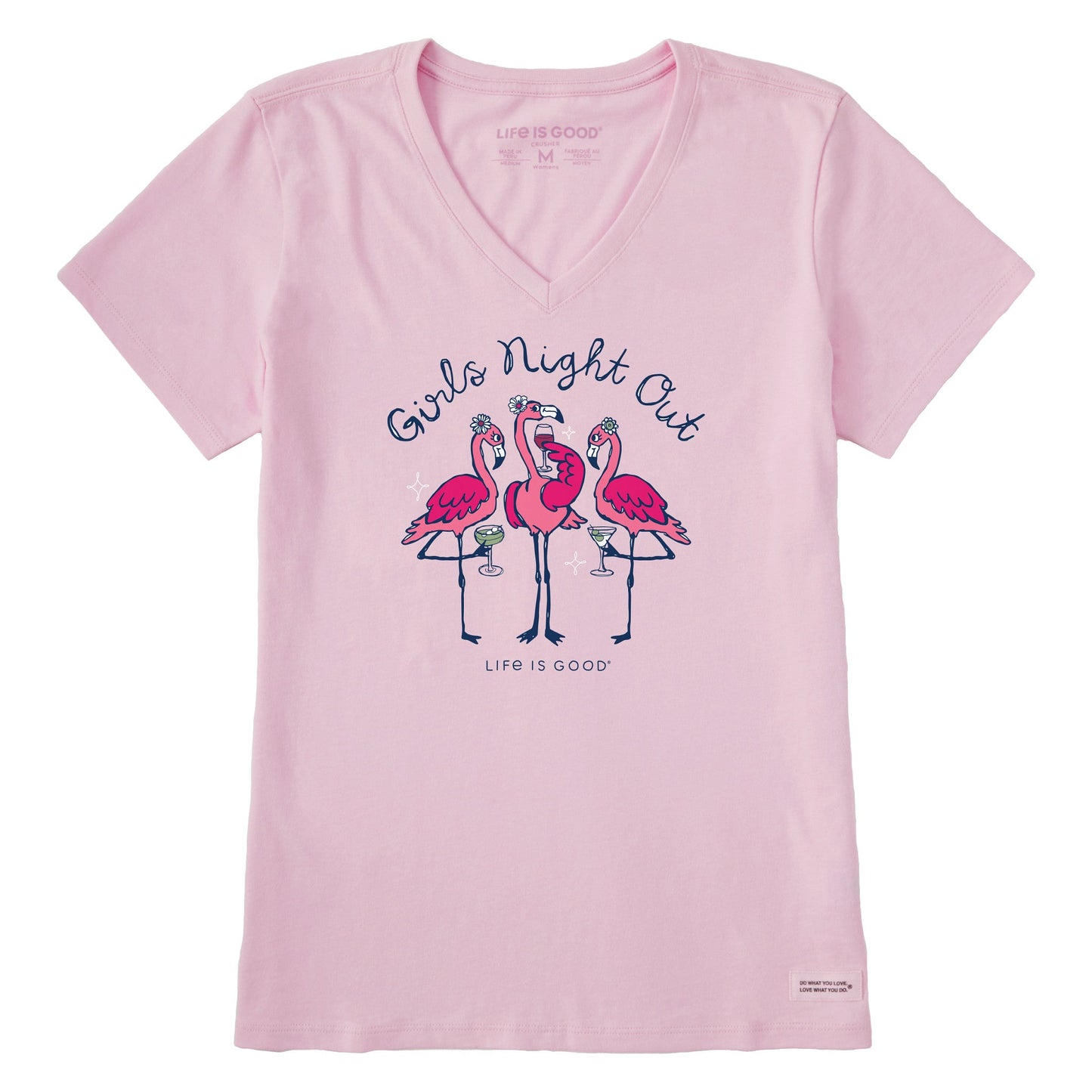 Women's Girls Night Out Flamingo Short Sleeve Crusher Vee
