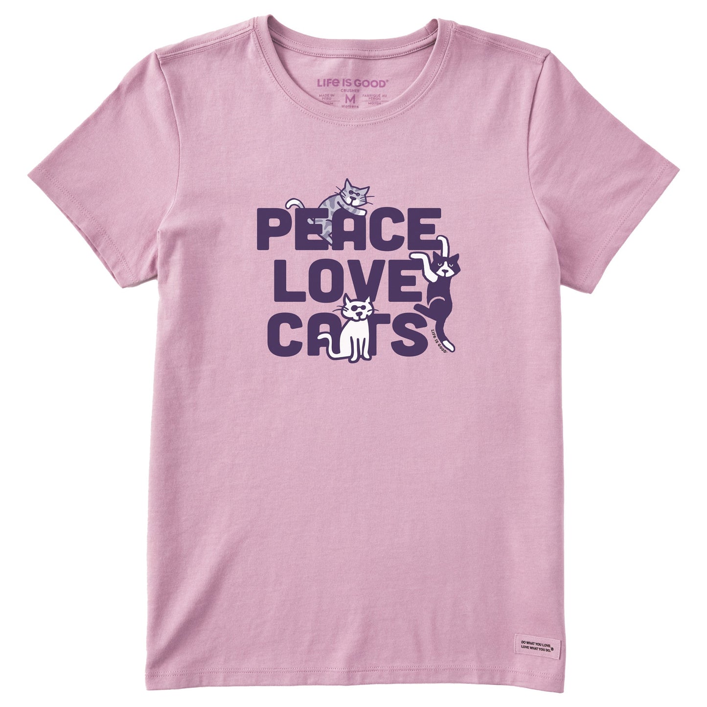 Women's Al Peace Love Cats Short Sleeve Crusher Tee