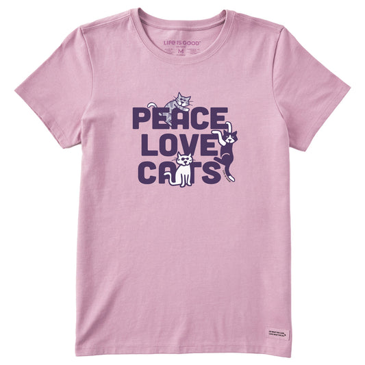 Women's Al Peace Love Cats Short Sleeve Crusher Tee