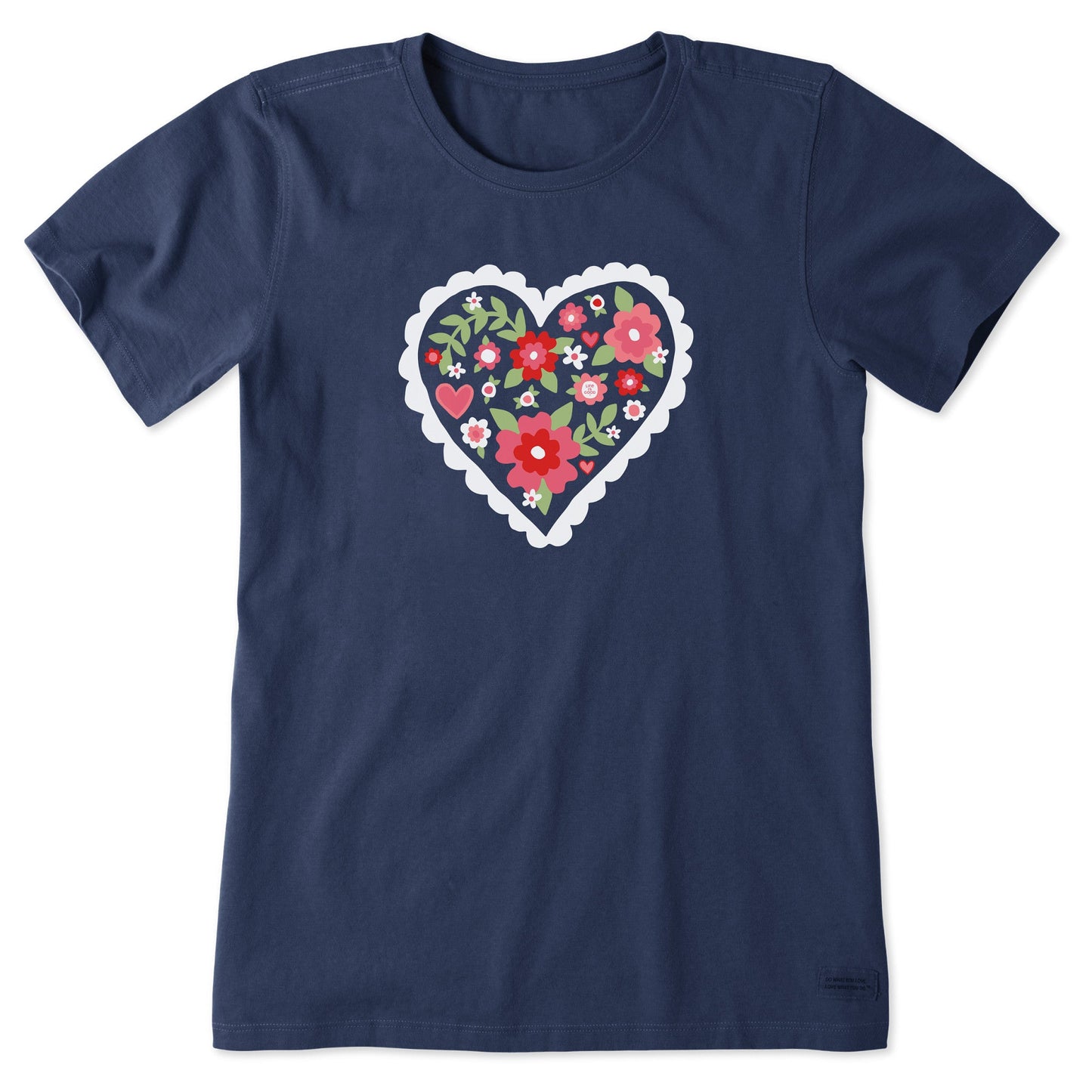 Women's Cute Flower Heart Short Sleeve Tee