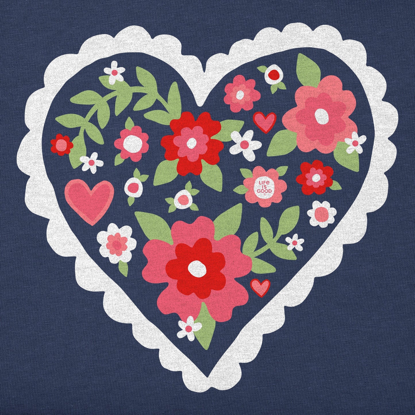 Women's Cute Flower Heart Short Sleeve Tee