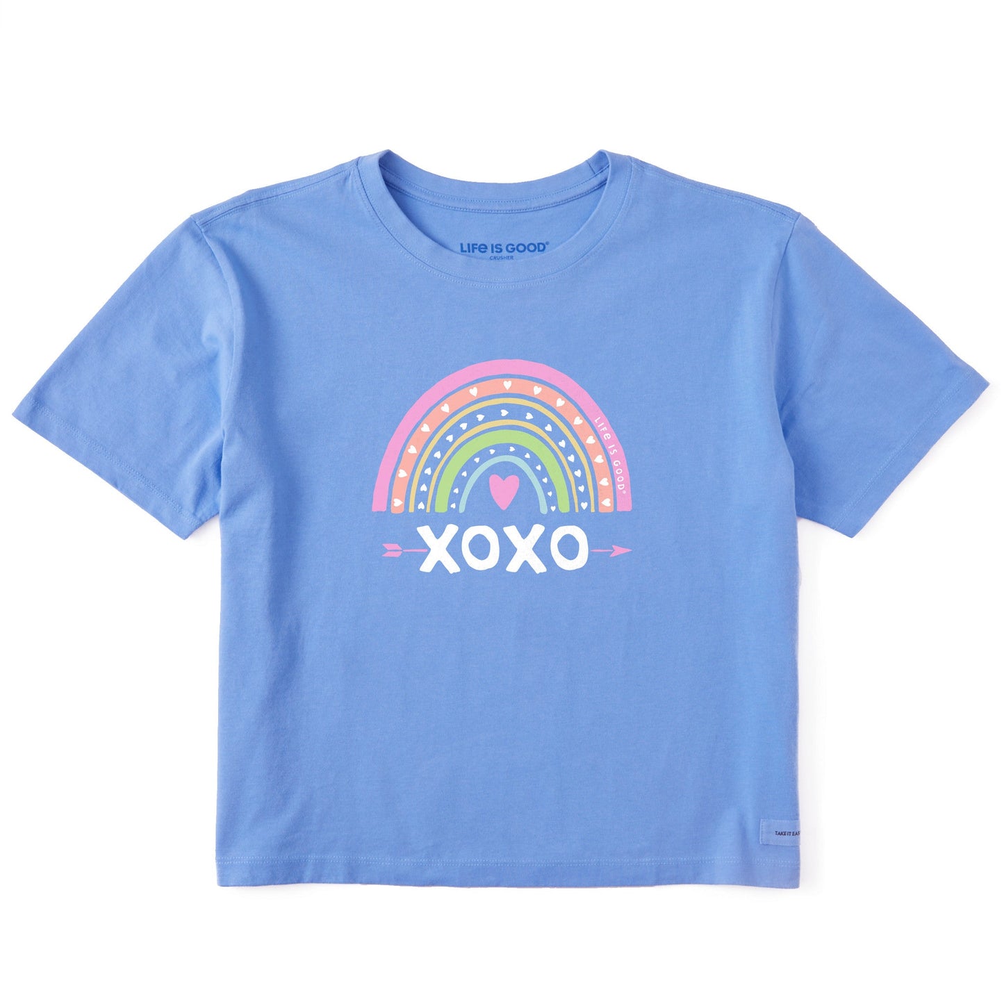 Women's XOXO Rainbow Short Sleeve Crusher Boxy Tee