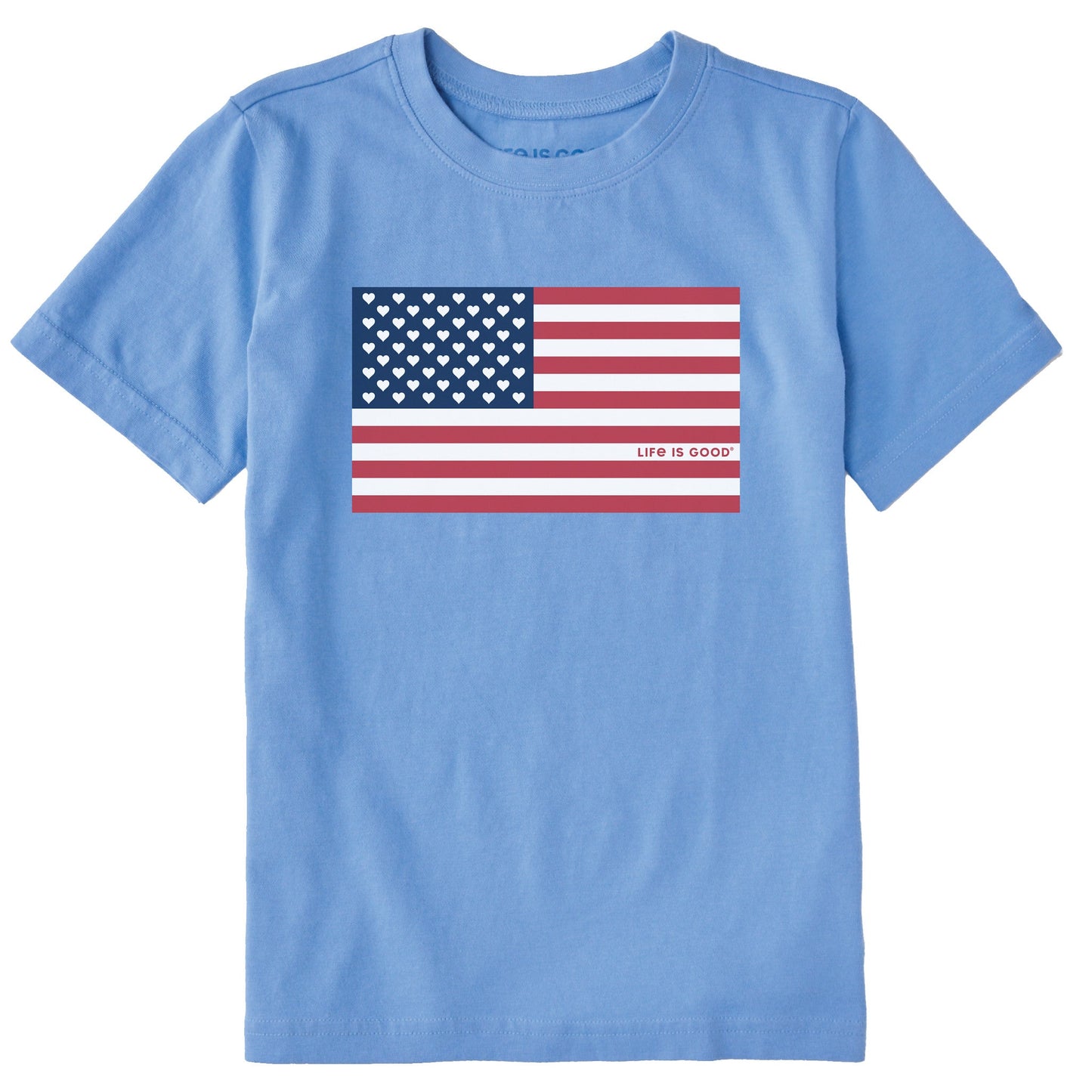 Kids Flag Hearts Short Sleeve Crusher Tee