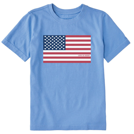Kids Flag Hearts Short Sleeve Crusher Tee