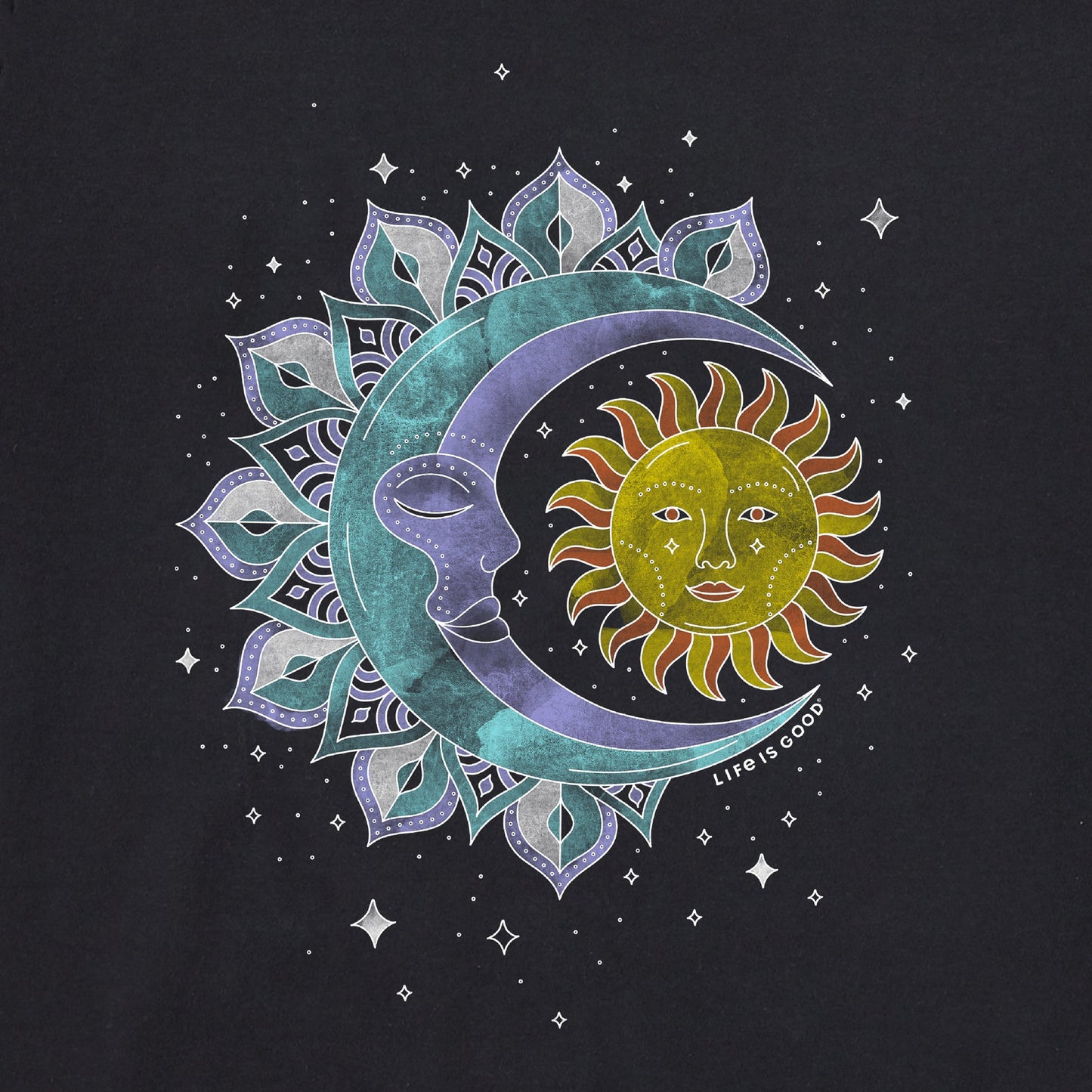 Women's Washy Celestial Sun Moon Short Sleeve Tee