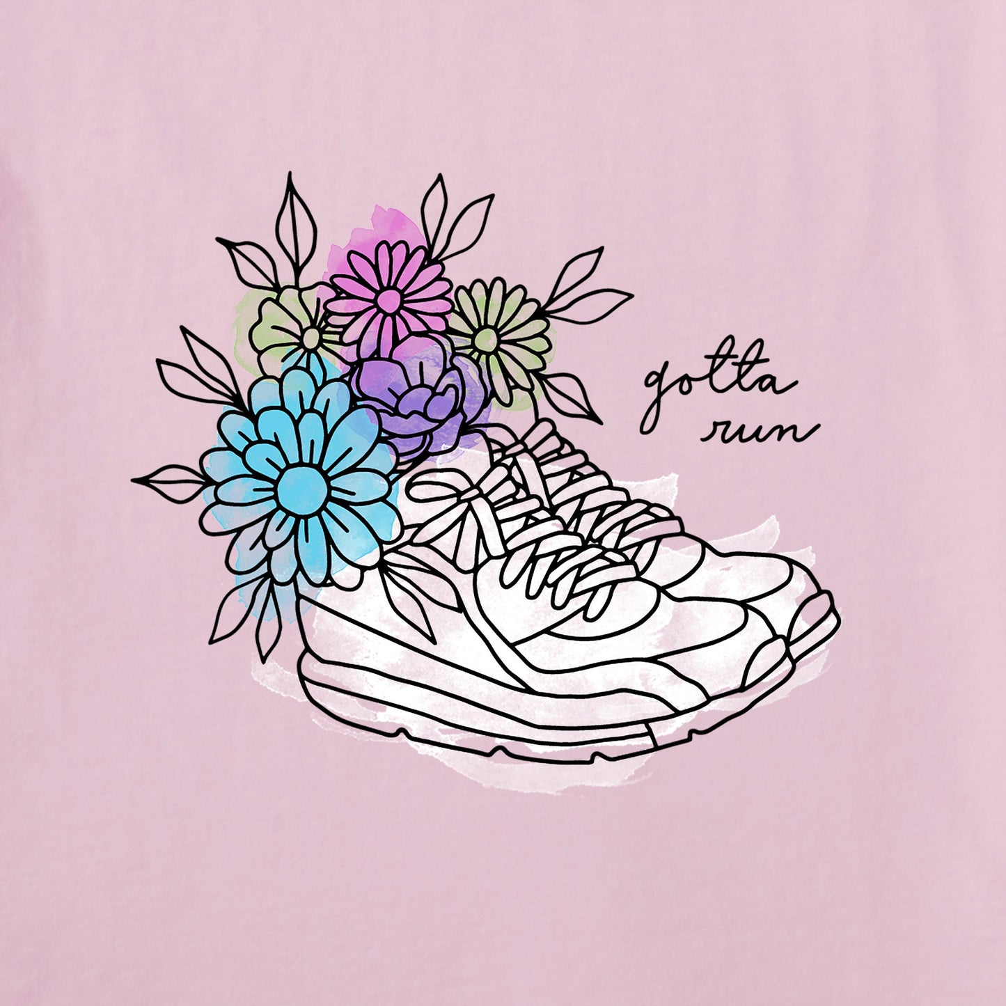 Women's Gotta Run Floral Sneakers Short Sleeve Tee