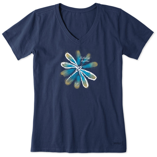 Women's Nature Heals Dragonfly Short Sleeve Vee