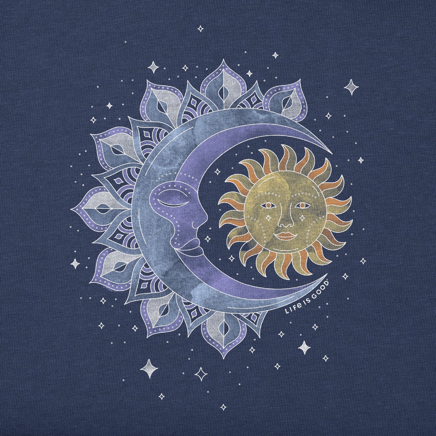 Women's Washy Celestial Sun Moon Short Sleeve Crusher Boxy Tee