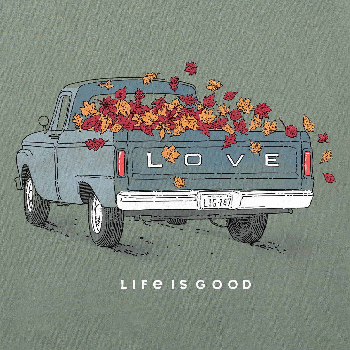 Women's Fall Love Truck Long Sleeve Crusher Vee