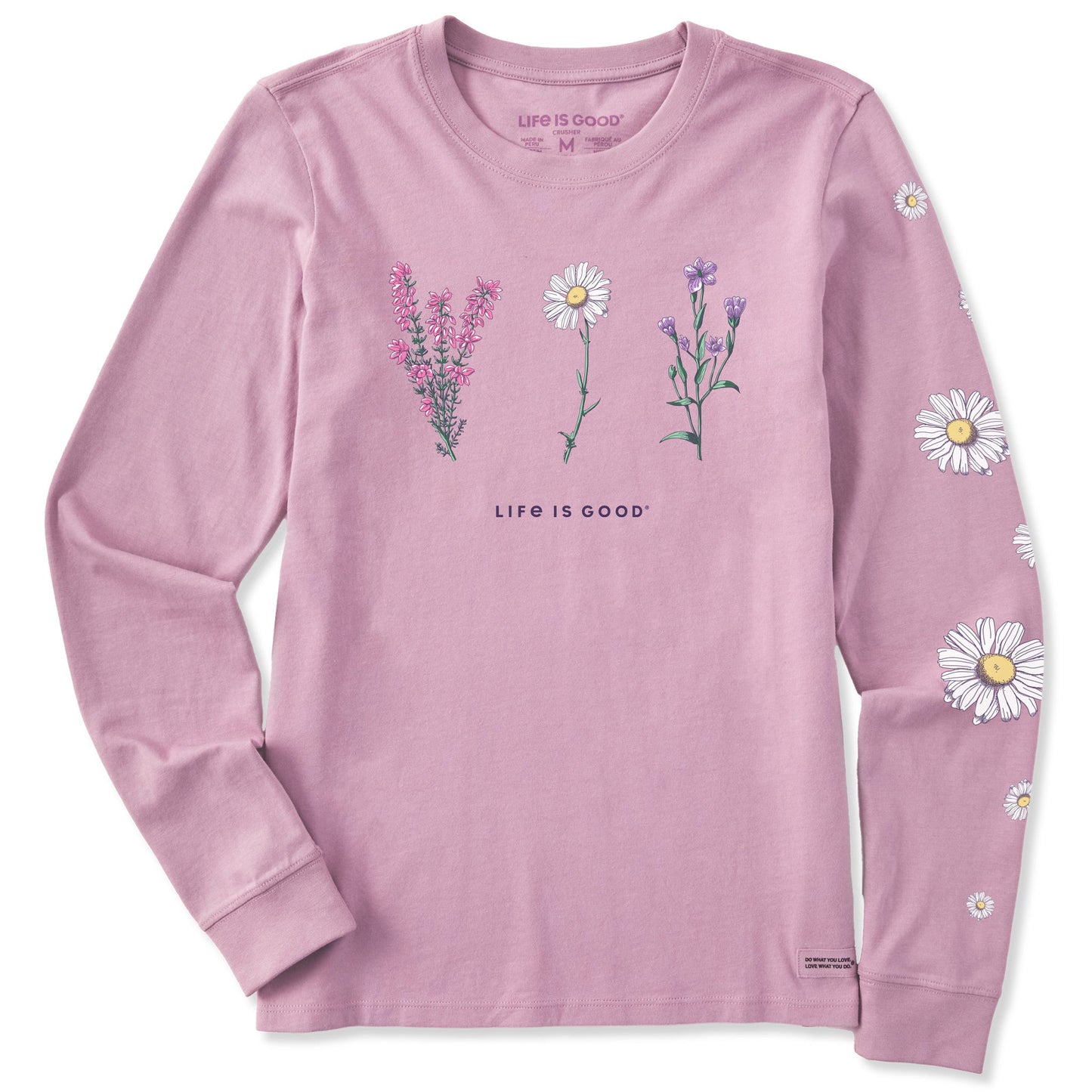 Women's Detailed Wildflowers Long Sleeve Crusher Tee
