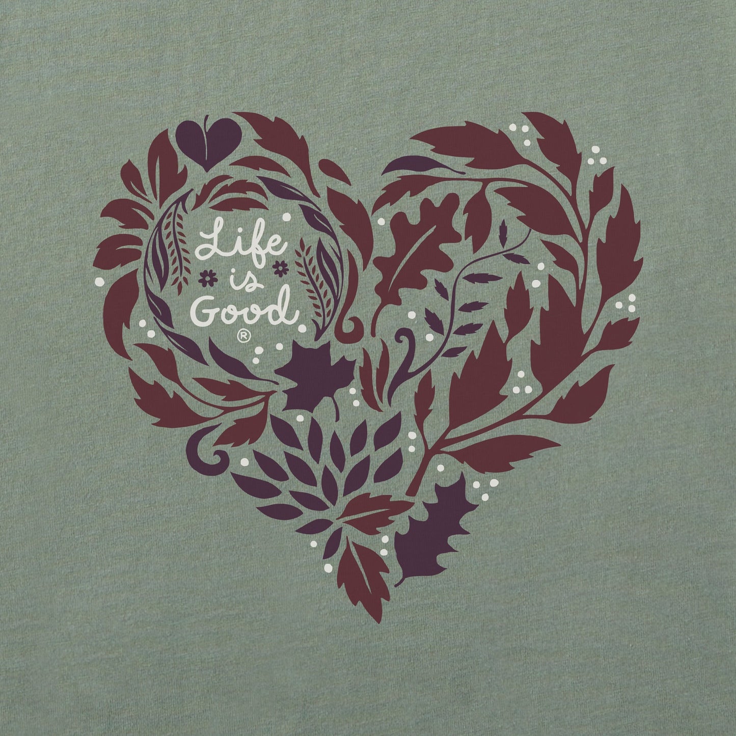 Women's Fall Leafy Heart Long Sleeve Crusher Tee