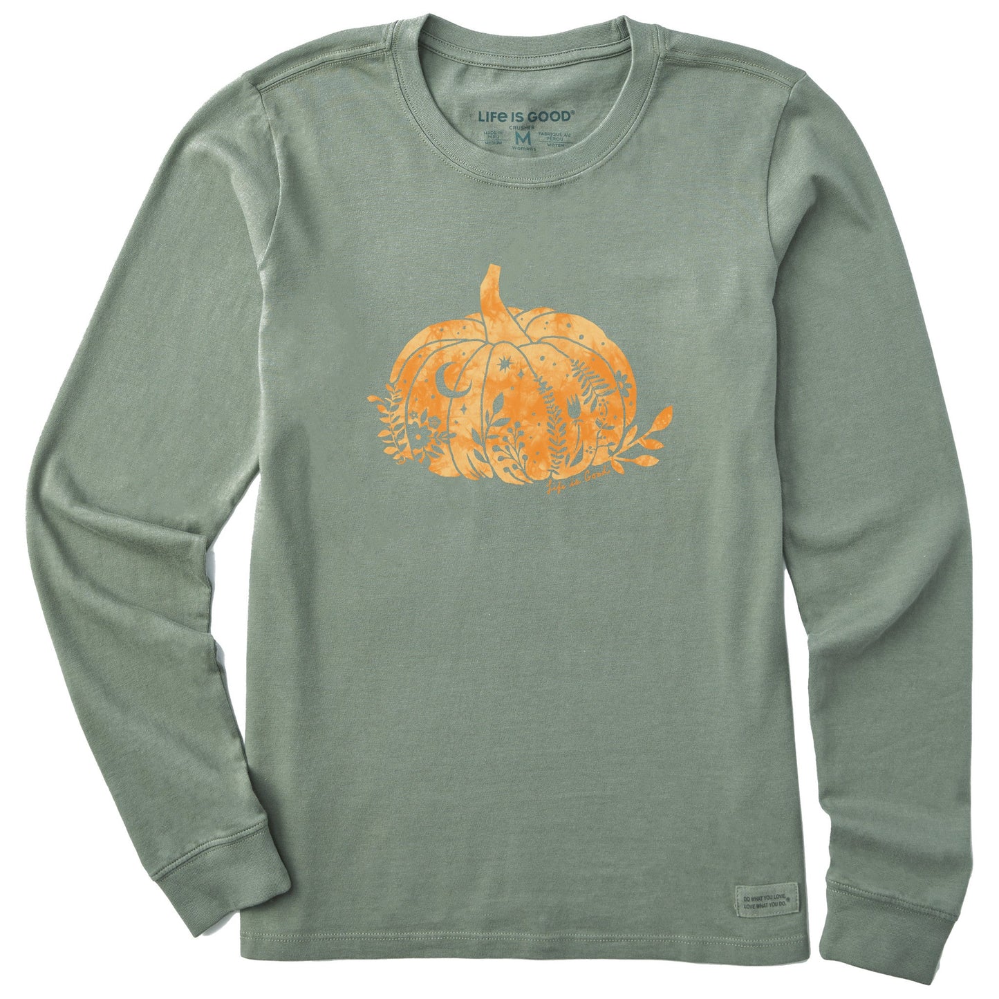 Women's Pumpkin Floral Long Sleeve Crusher Tee