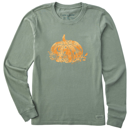 Women's Pumpkin Floral Long Sleeve Crusher Tee