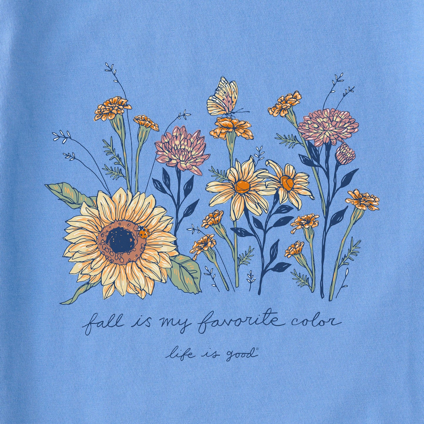 Women's Fall Favorite Color Flowers Long Sleeve Crusher Tee