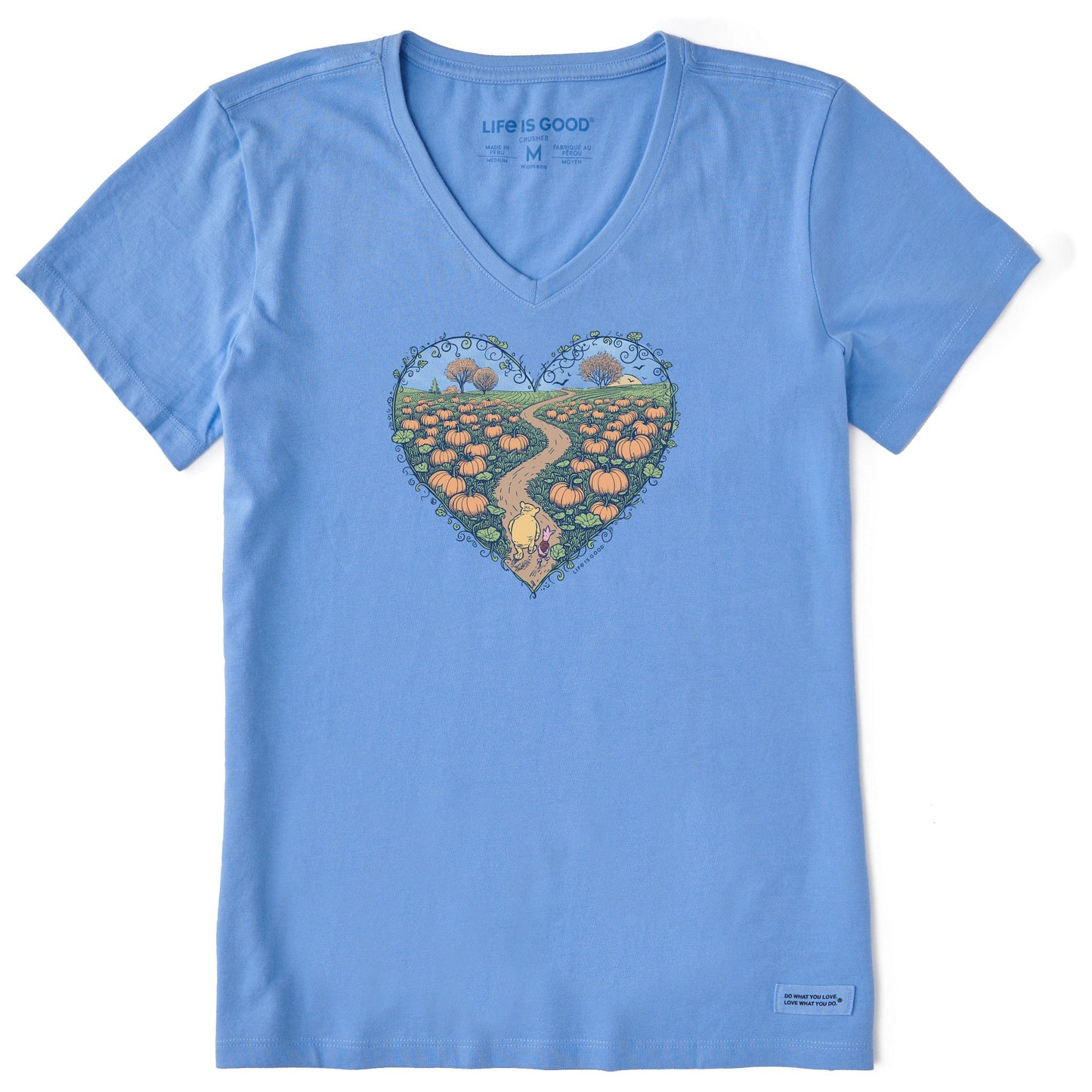 Women's Winnie & P Pumpkin Patch Heart Short Sleeve Crusher Vee