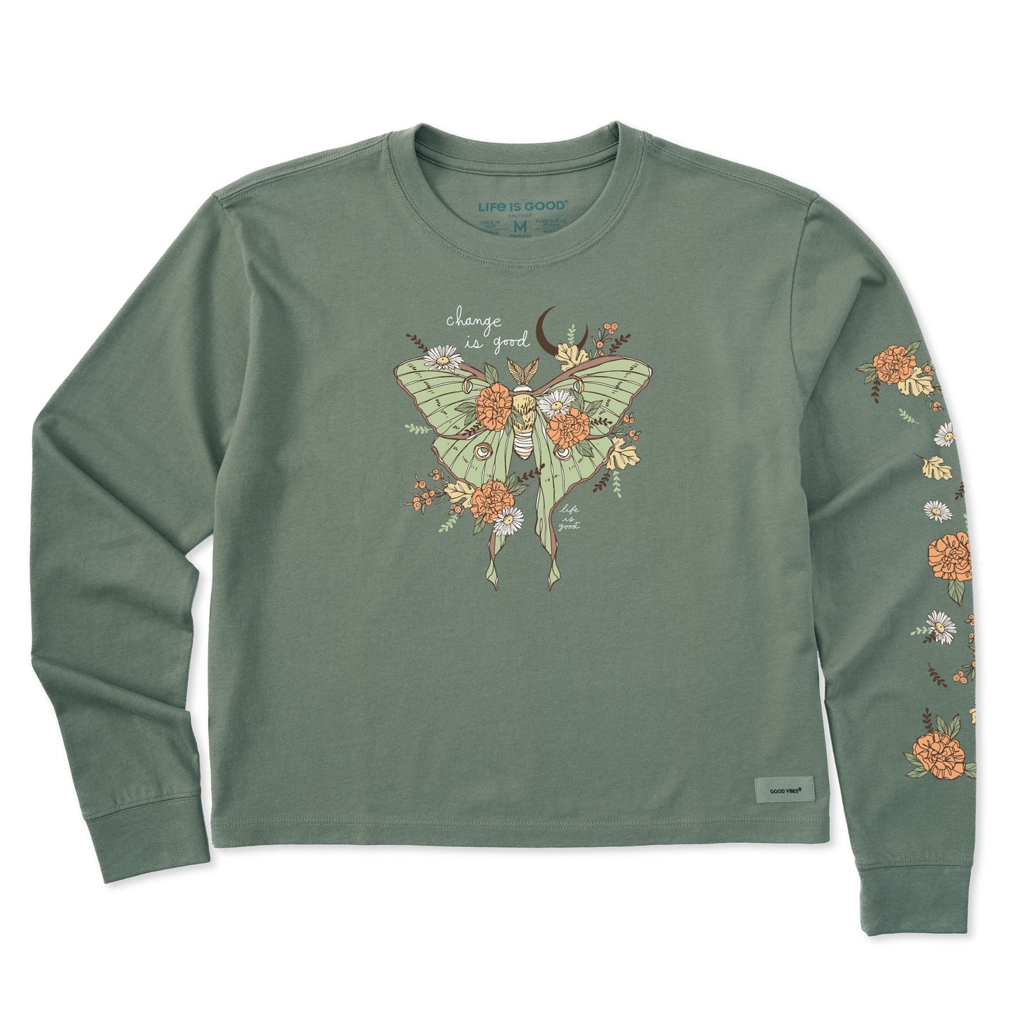Women's Fall Luna Moth Long Sleeve Crusher Boxy Tee