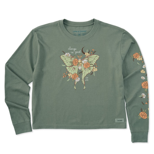 Women's Fall Luna Moth Long Sleeve Crusher Boxy Tee