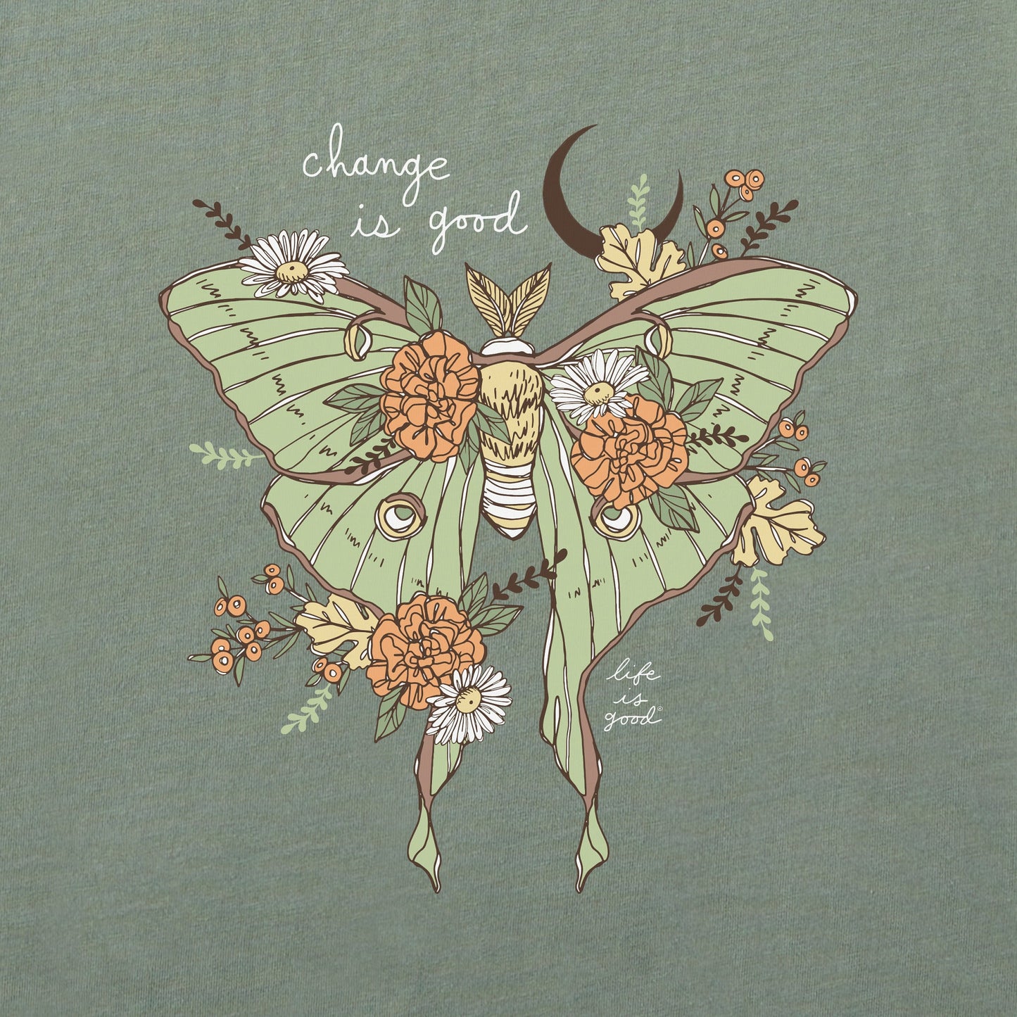 Women's Fall Luna Moth Long Sleeve Crusher Boxy Tee