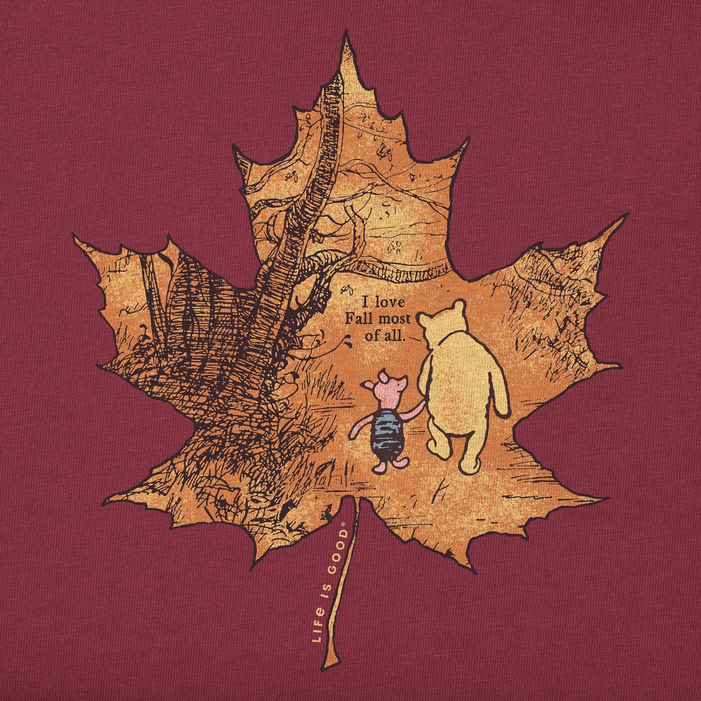 Women's Winnie & P Maple Leaf Long Sleeve Crusher Tee