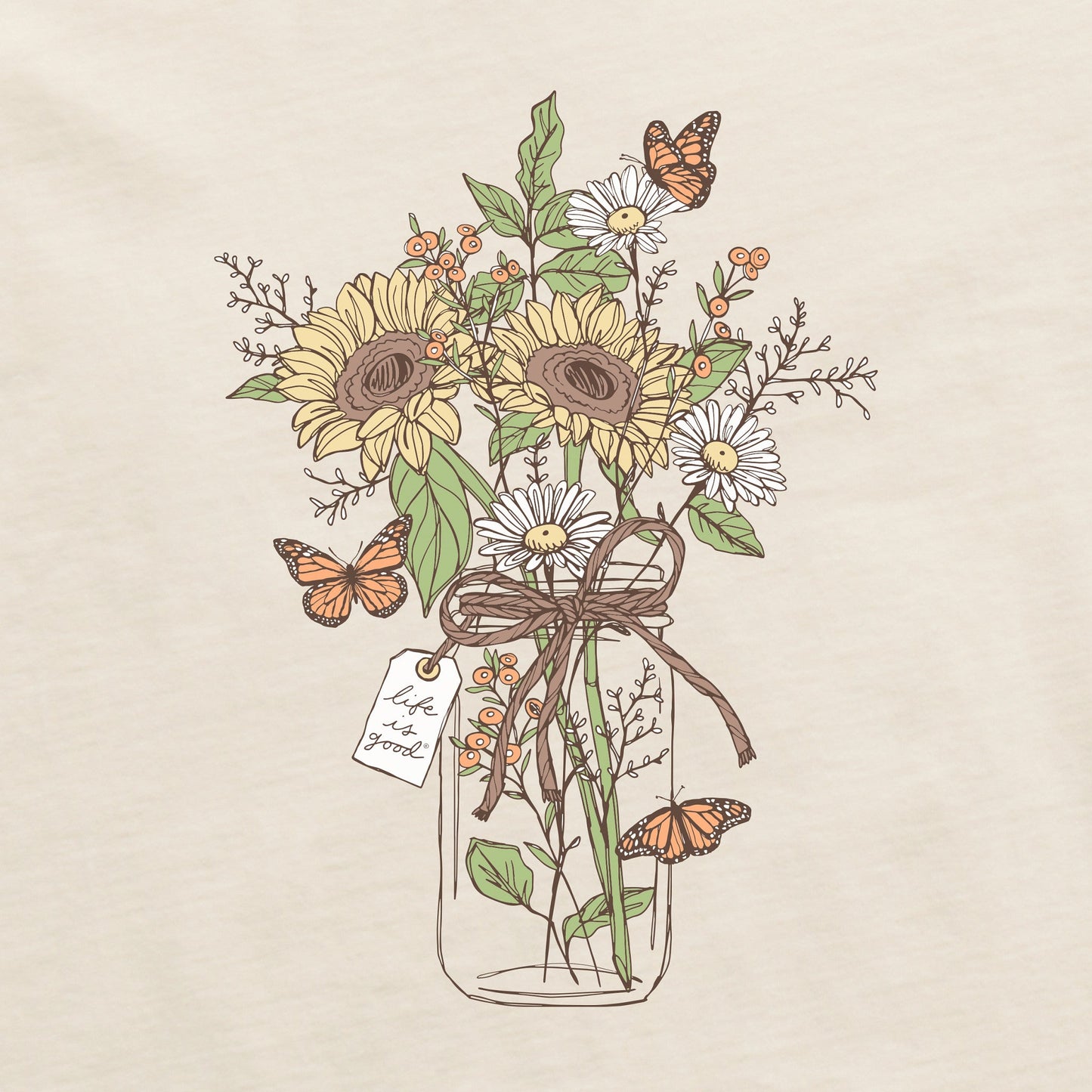 Women's Sunflower Monarch Jar Long Sleeve Crusher Tee