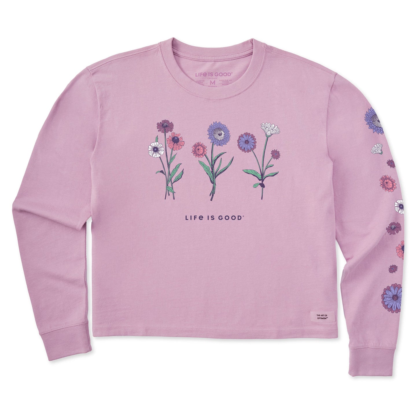 Women's Botanical Flowers Long Sleeve Crusher Boxy Tee