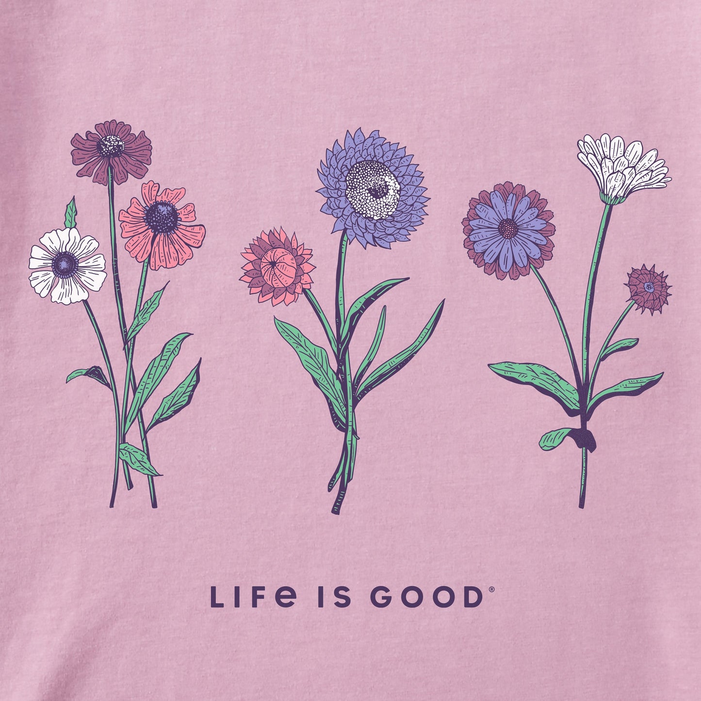 Women's Botanical Flowers Long Sleeve Crusher Boxy Tee