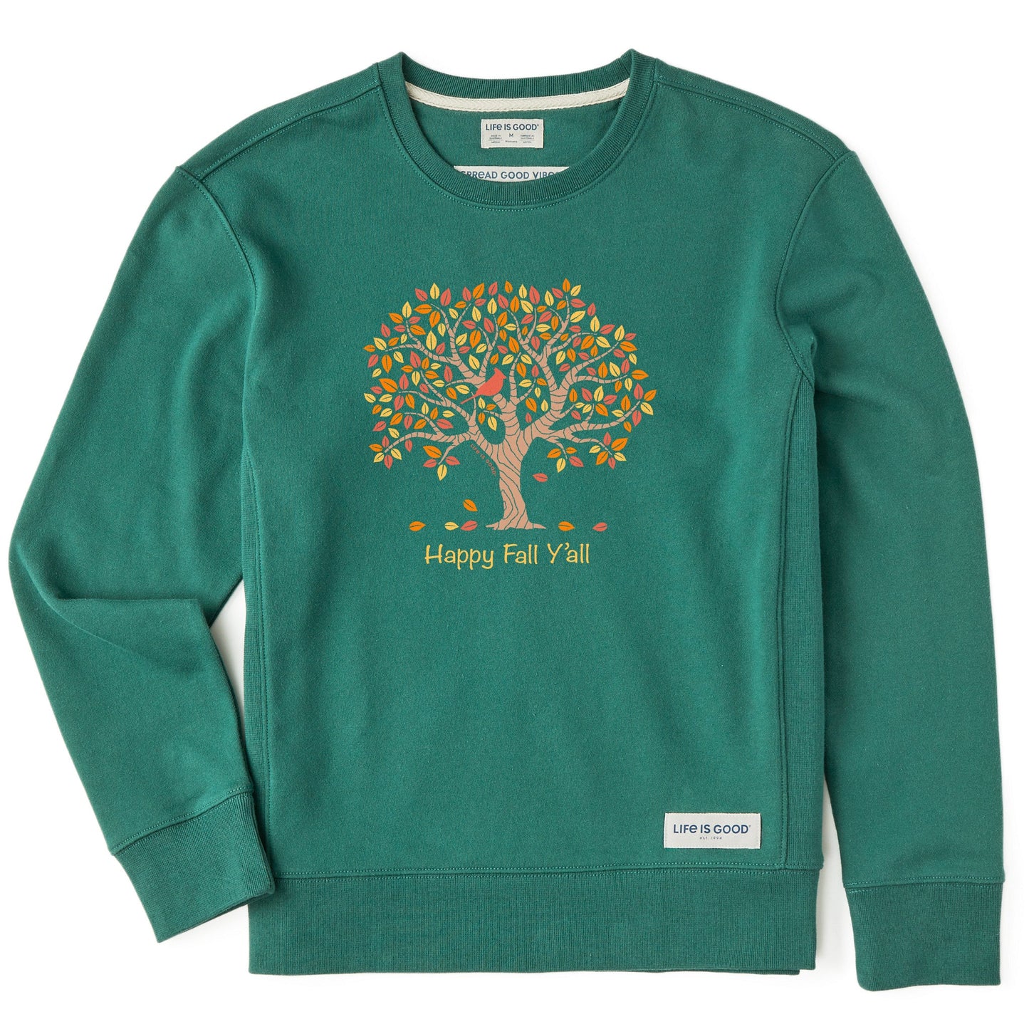 Women's Happy Fall Y'All Tree Simply True Fleece Crew