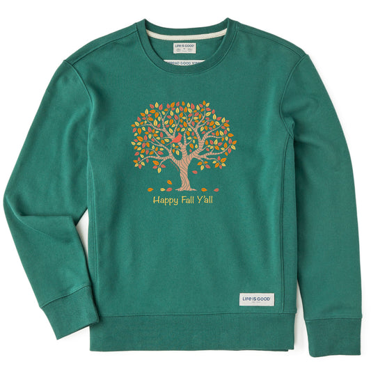Women's Happy Fall Y'All Tree Simply True Fleece Crew