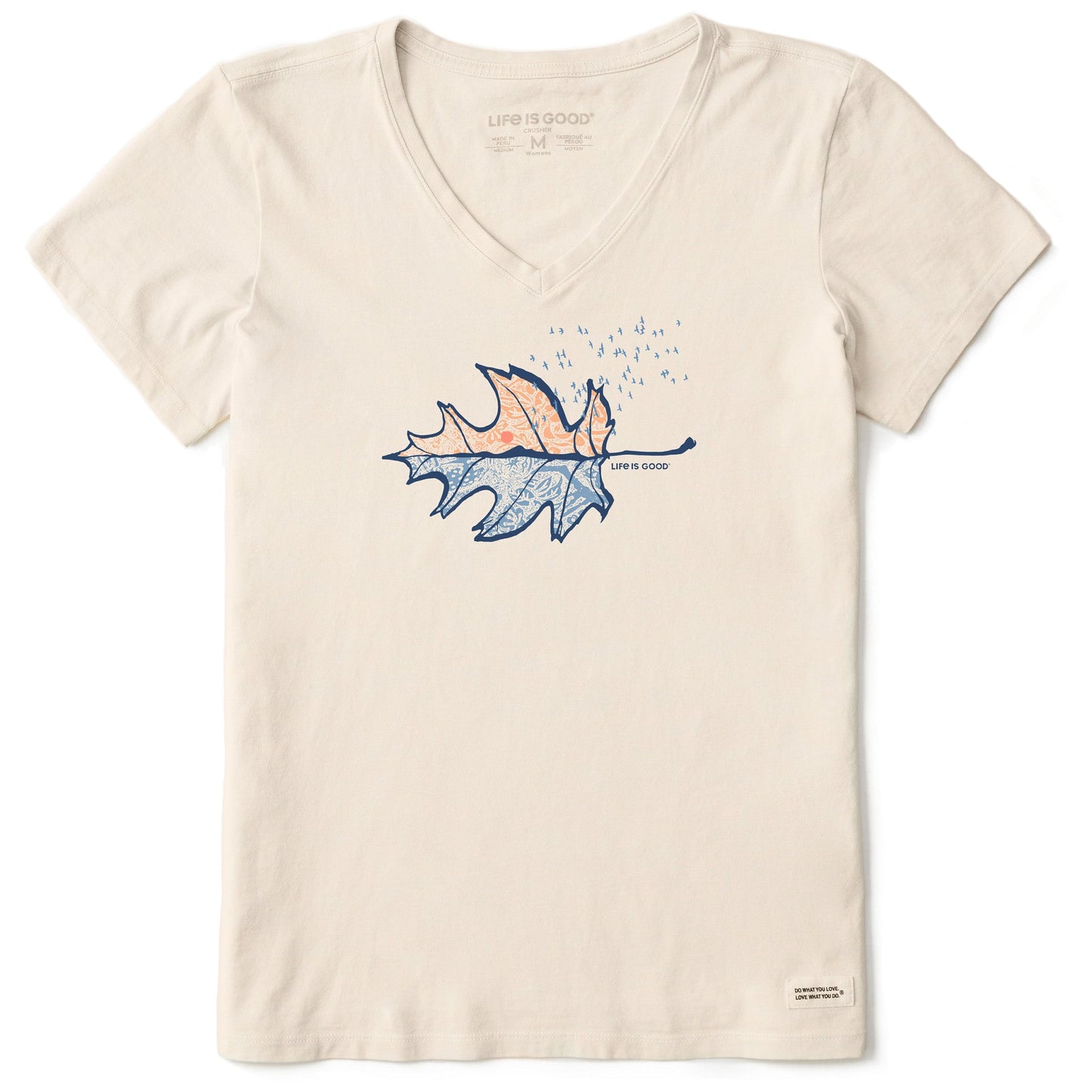 Women's Autumn Leafscape Short Sleeve Crusher Vee