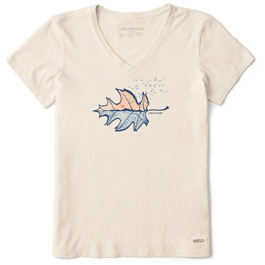 Women's Autumn Leafscape Short Sleeve Crusher Vee