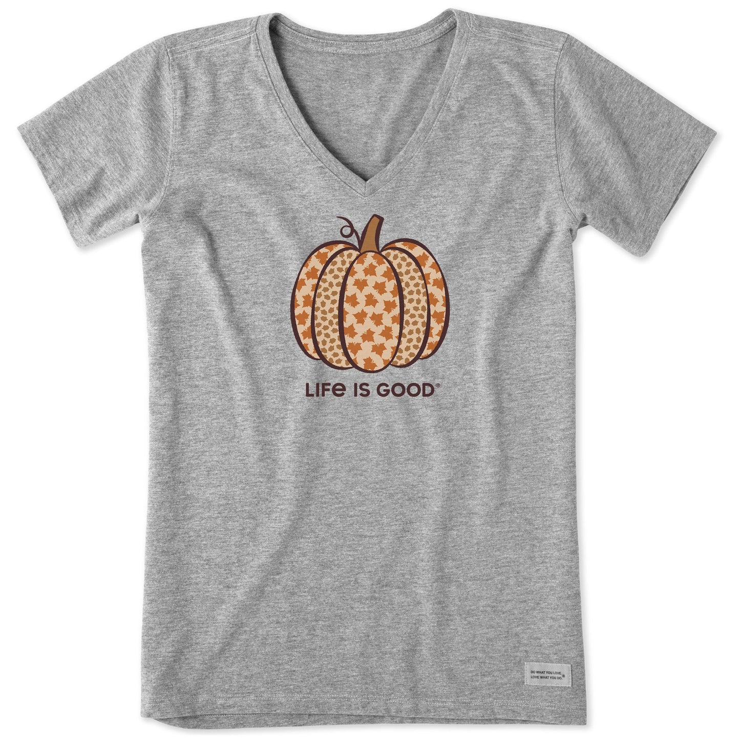 Women's Fall Pattern Pumpkin Short Sleeve Crusher Vee