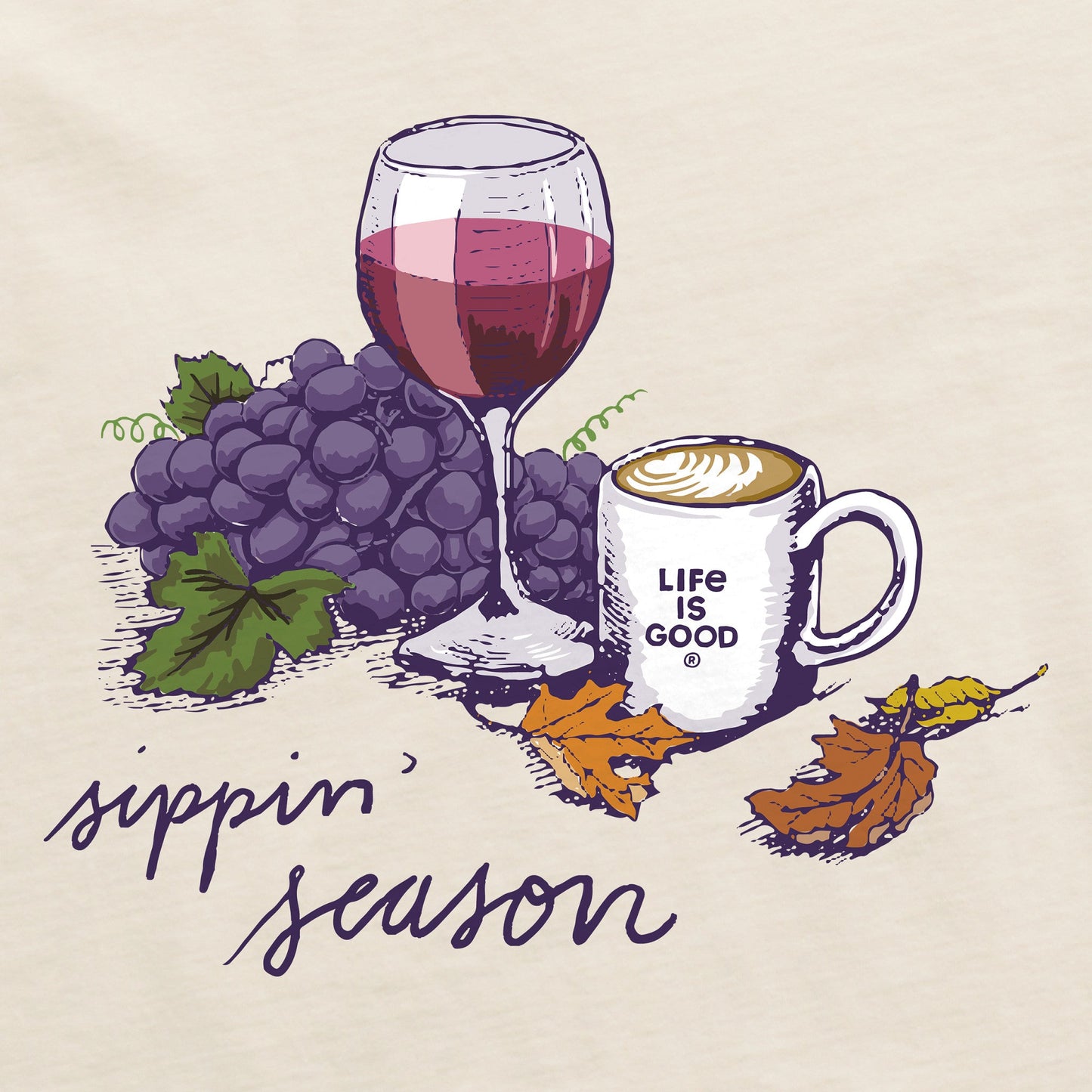 Women's Sippin' Season Wine & Coffee Short Sleeve Tee