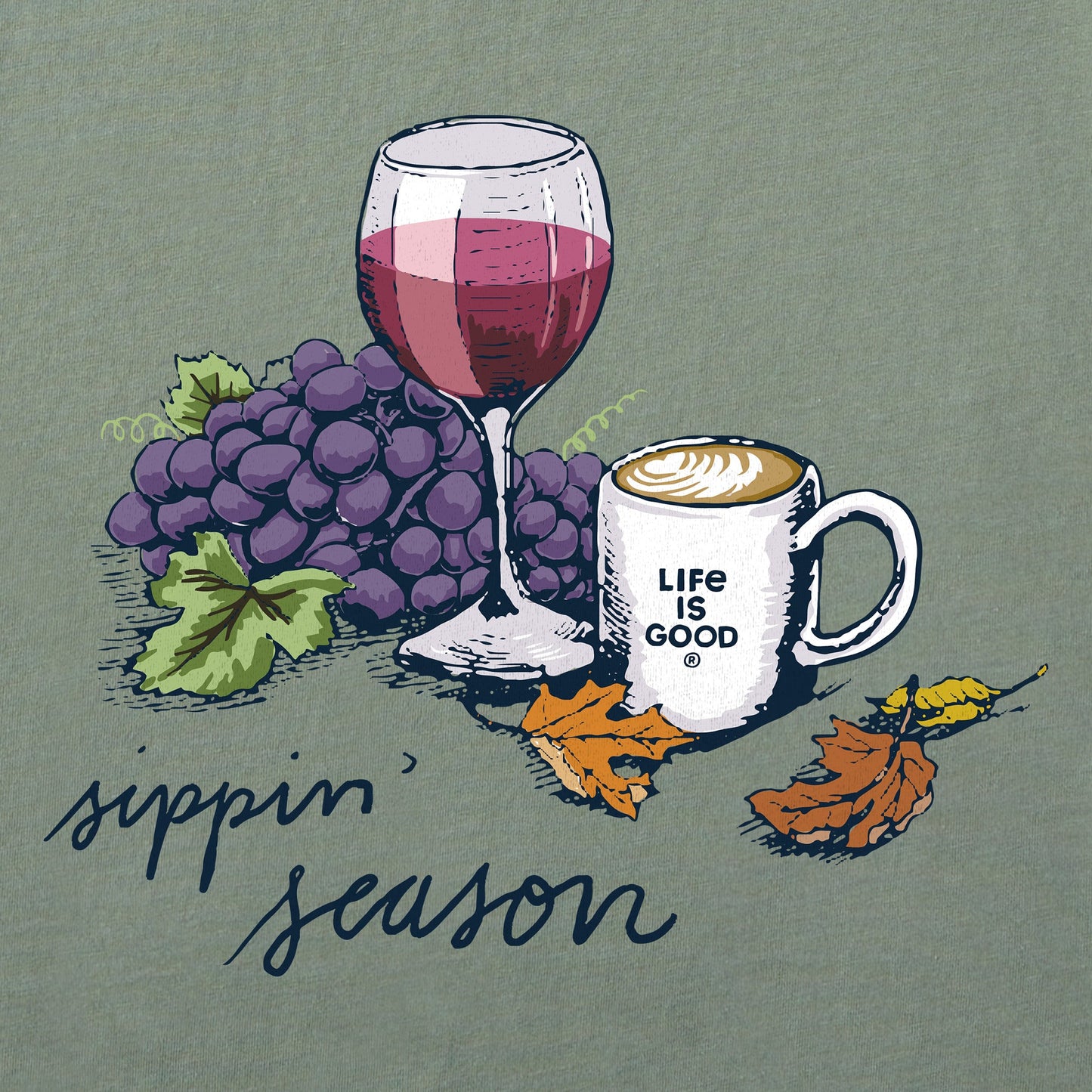 Women's Sippin' Season Wine & Coffee Short Sleeve Tee