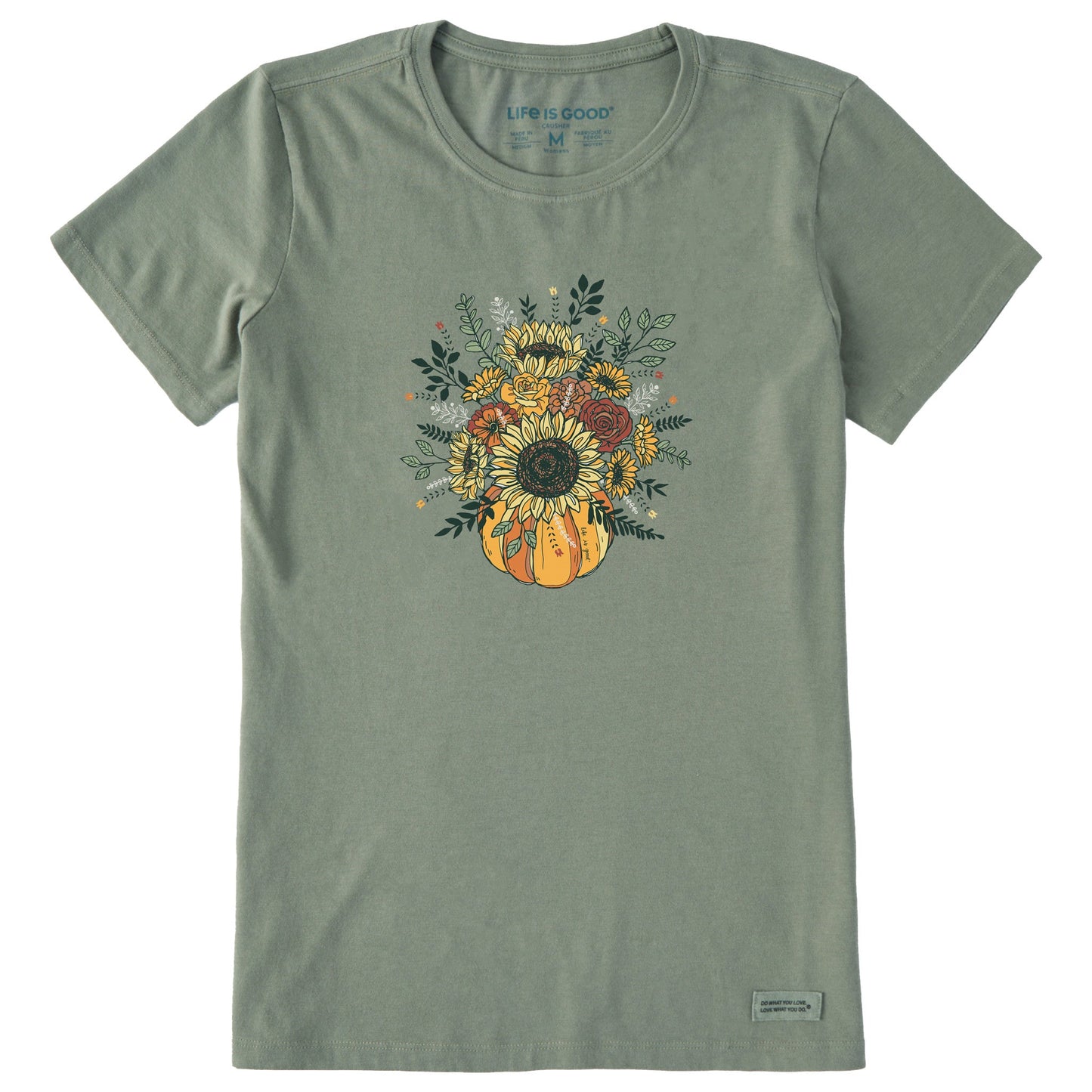Women's Fall Pumpkin Flowers Short Sleeve Crusher Tee
