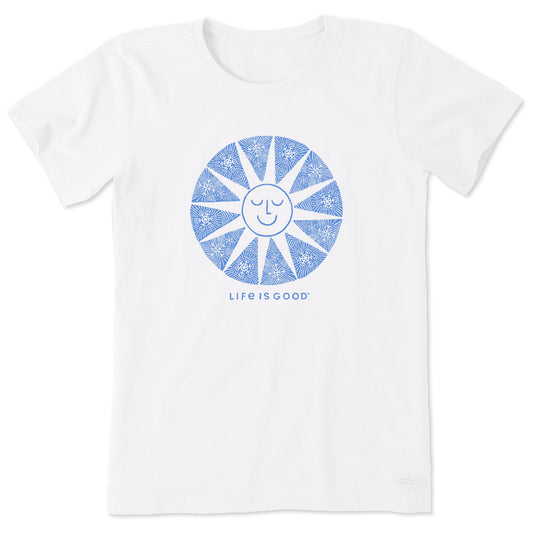 Women's Woodcut Smiling Sun Short Sleeve Crusher Tee