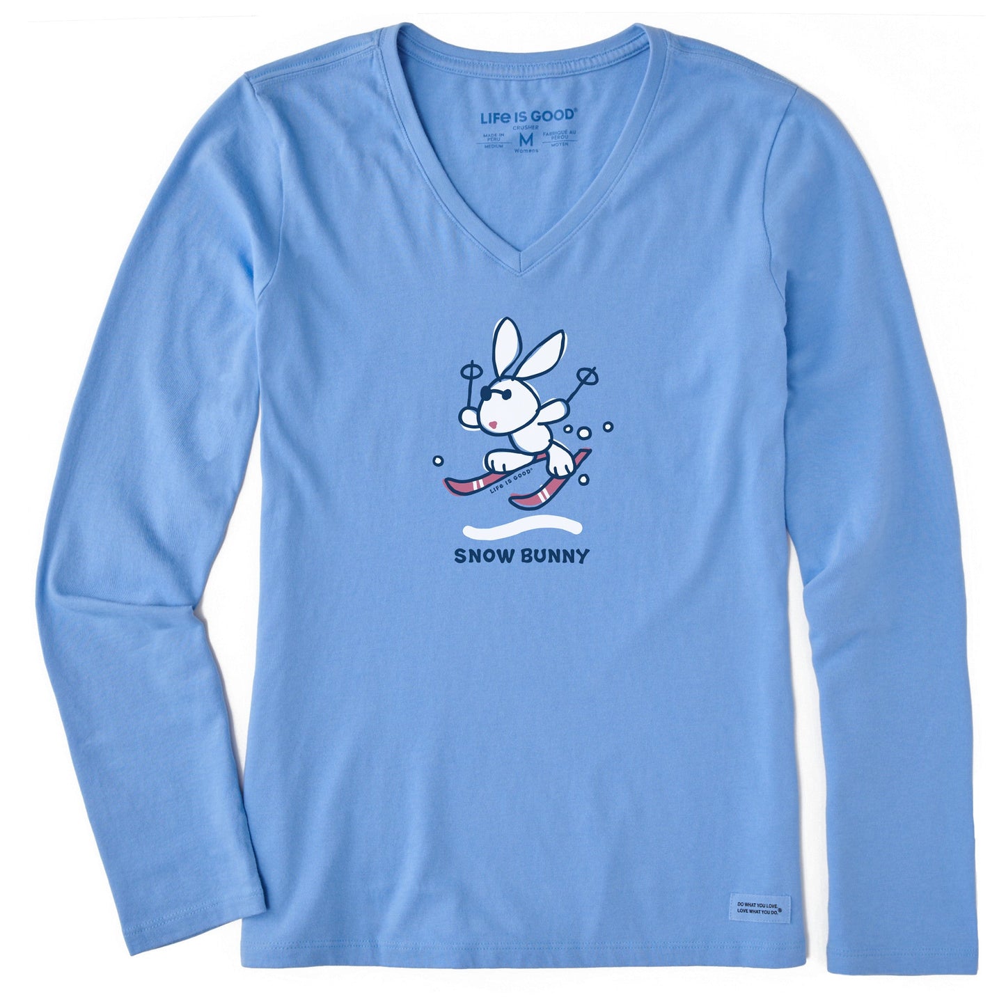 Women's Vintage Snow Bunny Long Sleeve Crusher Vee