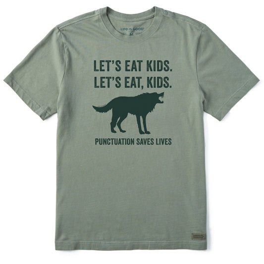 Men's Let's Eat, Kids Wolf Short Sleeve Crusher Tee