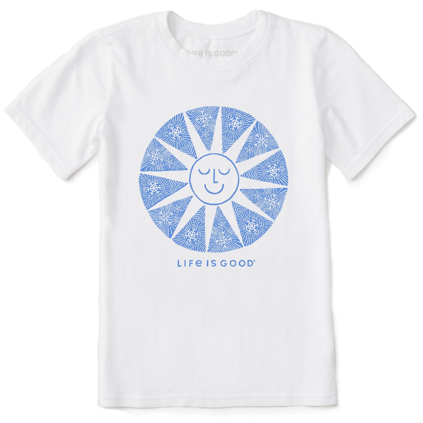 Kids Woodcut Smiling Sun Short Sleeve Crusher Tee